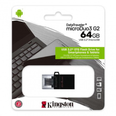 64 GB . USB 3.2 kľúč . Kingston DataTraveler MicroDuo 3 Gen2 + microUSB (Android/OTG)