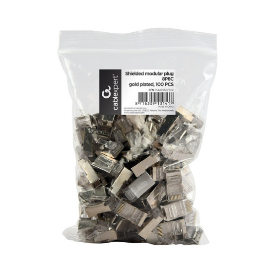 Gembird Shielded modular plug 30u" gold plated, 100 pcs per polybag