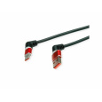 Kábel USB 2.0 AM/CM Typ C 1m, High Speed, čierny/červený, uhľový 90°, otočné konektory