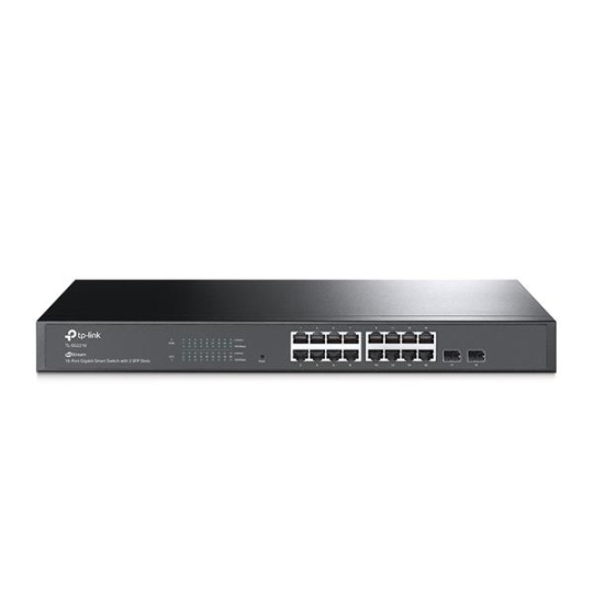 TP-LINK "JetStream™ 16-Port Gigabit Smart Switch with 2 Gigabit SFP SlotsPORT: 16× Gigabit RJ45 Ports, 2× Gigabit SFP S