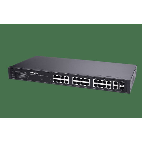 VIVOTEK 24xGE PoE(802.3af/at/bt, PoE budget 380W), 2xGbE RJ-45, 4xSFP 100M/1G slot, extend-mode až 250m(PoE@10Mbps), VLA VIVOTEK 24xGE PoE(802.3af/at/bt, PoE budget 380W), 2xGbE RJ-45, 4xSFP 100M/1G slot, extend-mode až 250m(PoE@10Mbps), VLA