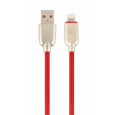 Gembird kábel nabíjací Lightning 8-pin (M) na USB 2.0 (M), prémiový, gumovo - opletený, 1 m, červený