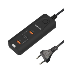 CANYON Universal 4xUSB AC charger (in wall) with over-voltage protection, Input 100V-240V, Output 5V-4.2A, with Smart IC, Black ru