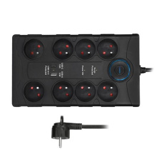 Solight prepäťová ochrana, 8z, USB A+C, 2m, čierna Solight prepäťová ochrana, 8z, USB A+C, 2m, čierna