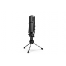 LORGAR Gaming Microphones, Whole balck color, USB condenser microphone with Volumn Knob & Echo Kob, including 1x Microphone, 1 x 2