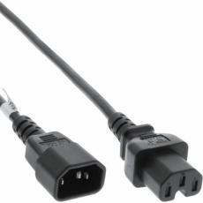 Kábel sieťový 230V predlžovací, C14 - C15, 1m, 0.75mm2, 10A, čierny