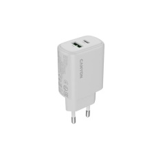 Canyon OnCharge 200, univerzálna nabíjačka do steny, 1x USB-C + 1x USB-A, PD 20W, biela Canyon OnCharge 200, univerzálna nabíjačka do steny, 1x USB-C + 1x USB-A, PD 20W, biela