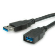 Kábel USB 3.2 Gen 1, A-A M/F 0.8m, 5Gbps, predlžovací, čierny