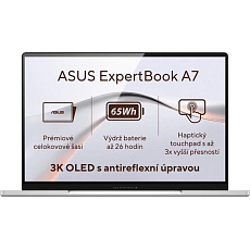 ASUS ExpertBook A7 A7406CMA-OLEDC716512W, Core 7 350, 14.0˝ 2880 x 1800, UMA, 16GB, SSD 512GB, W11H, FPR, TPM