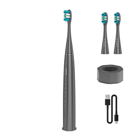 AENO sonická zubná kefka DB10G, farba šedá, 5 módov, 3 náhradné hlavice, batéria 1400 mAh, 48600 ot/min, 90 dní bez nab