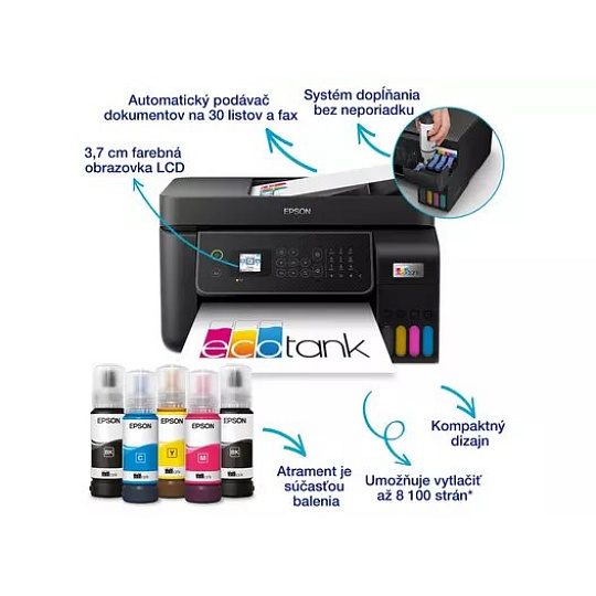 Epson EcoTank L5390 A4, color MFP, Fax, ADF, USB, LAN, WiFi Epson EcoTank L5390 A4, color MFP, Fax, ADF, USB, LAN, WiFi