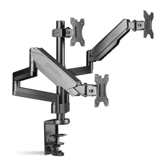 ONKRON Triple Monitor Desk Mount Stand for 13-32-Inch LCD LED Screens up to 8 kg, Black