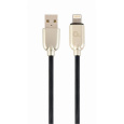 Gembird kábel nabíjací Lightning 8-pin (M) na USB 2.0 (M), prémiový, gumovo - opletený, 2 m, čierny