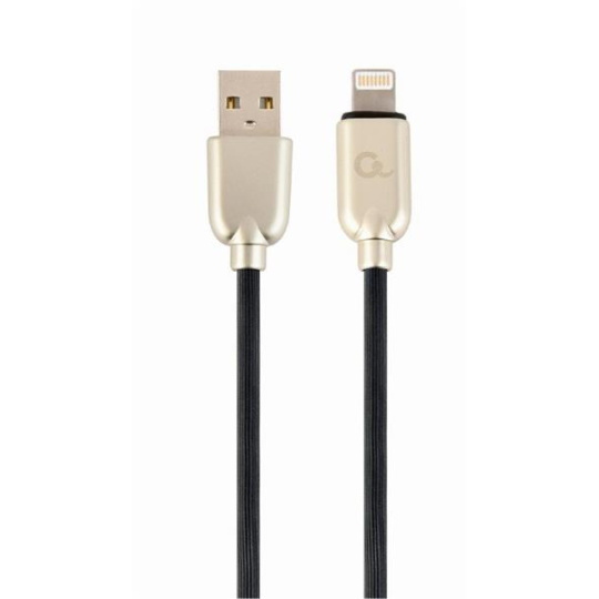 Gembird kábel nabíjací Lightning 8-pin (M) na USB 2.0 (M), prémiový, gumovo - opletený, 2 m, čierny