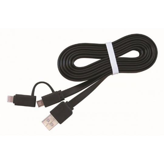 Gembird kábel 2v1 combo, Lightning 8-pin (M) / microUSB na USB 2.0 (M), 1 m, čierny