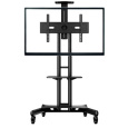 ONKRON Mobile TV Stand for 40-70” TVs with Wheels Shelves Height Adjustable Rolling TV Cart, Black