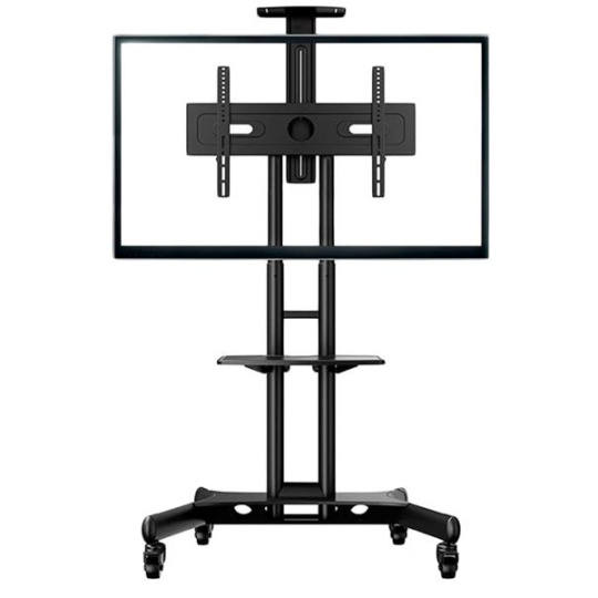 ONKRON Mobile TV Stand for 40-70” TVs with Wheels Shelves Height Adjustable Rolling TV Cart, Black