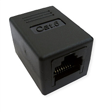 Chránička Spojka RJ45, cat.6, netienená čierna Gigabit