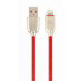 Gembird kábel nabíjací Lightning 8-pin (M) na USB 2.0 (M), prémiový, gumovo - opletený, 2 m, červený