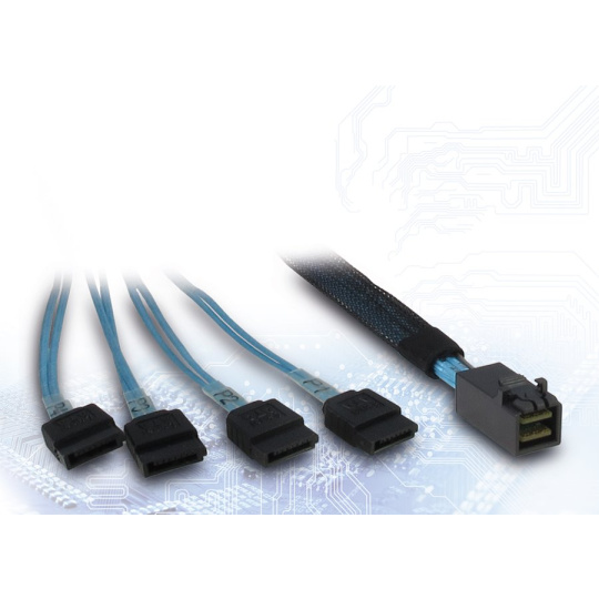 INTER-TECH kabel (SFF-8643) Mini-SAS HD na 4x SATA, 0,5m