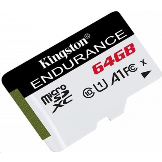 64 GB . microSDXC karta Kingston High Endurance Class 10 UHS-I U1 (r95MB/s, w30MB/s) bez adaptéra