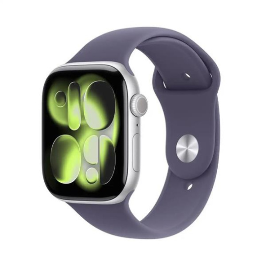 Apple Watch Series 11 GPS + Cellular 42mm Silver Aluminium Case with Purple Fog Sport Band - M/L Apple Watch Series 11 GPS + Cellular 42mm Silver Aluminium Case with Purple Fog Sport Band - M/L