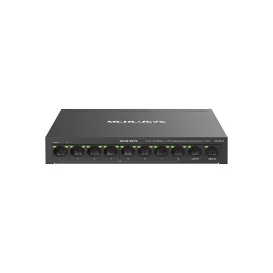 TP-LINK "NV Version is suitabe for customers who's voltage input is between 220V-240V,8-Port 10/100Mbps + 2-Port Gigabit