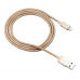 Charge & Sync MFI braided cable with metalic shell, USB to lightning, certified by Apple, 1m, 0.28mm, Golden