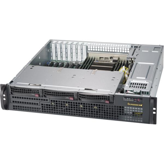 Supermicro SC825MBTQC-R802LPB 2U chassis, 3 x 3.5" hot-swap SAS/SATA drive bay, 7 low-profile expansion slot, 800 RPSU