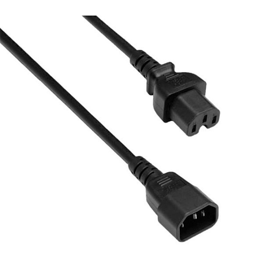 Kábel sieťový 230V predlžovací, C14 - C15, 1.5m, 1.00mm2, 10A, čierny
