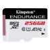 256 GB . microSDXC karta Kingston High Endurance Class 10 UHS-I U1 (r95MB/s, w45MB/s) bez adaptéra