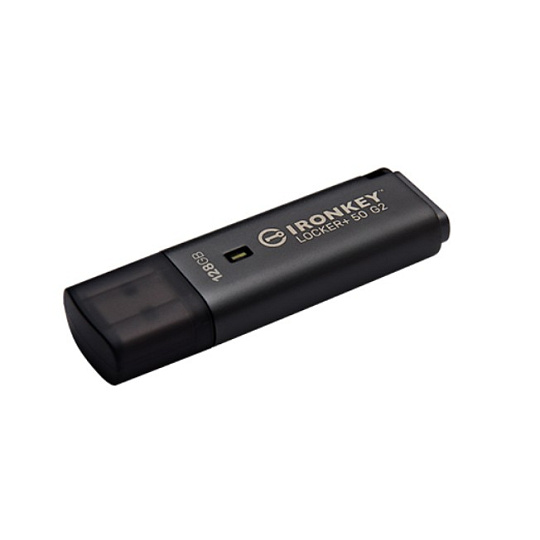 128 GB . USB 3.2 kľúč . Kingston IronKey Locker+ 50 G2, strieborný ( r145MB/s, w115MB/s)