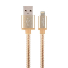 Gembird kábel nabíjací Lightning 8-pin (M) na USB 2.0 (M), opletený, kovové konektory, 1.8 m, zlatý Gembird kábel nabíjací Lightning 8-pin (M) na USB 2.0 (M), opletený, kovové konektory, 1.8 m, zlatý