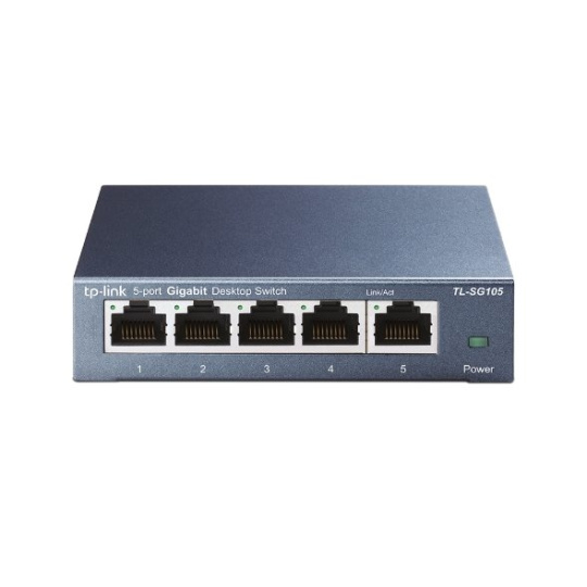 TP-LINK TL-SG105 5-Port Gigabit Desktop Switch, 5 Gigabit RJ45 Ports, Desktop Steel Case TP-LINK TL-SG105 5-Port Gigabit Desktop Switch, 5 Gigabit RJ45 Ports, Desktop Steel Case