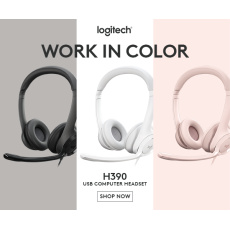 Logitech® H390 USB Headset - USB -  OFF-WHITE