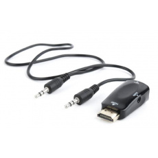 Gembird adaptér HDMI (M) na VGA (F) + 3.5 mm audio (M na M), single port, čierny