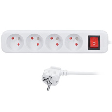 Solight predlžovací prívod 3m, 4 zásuvky, vypínač, 16A/3680W, PVC, biely Solight predlžovací prívod 3m, 4 zásuvky, vypínač, 16A/3680W, PVC, biely