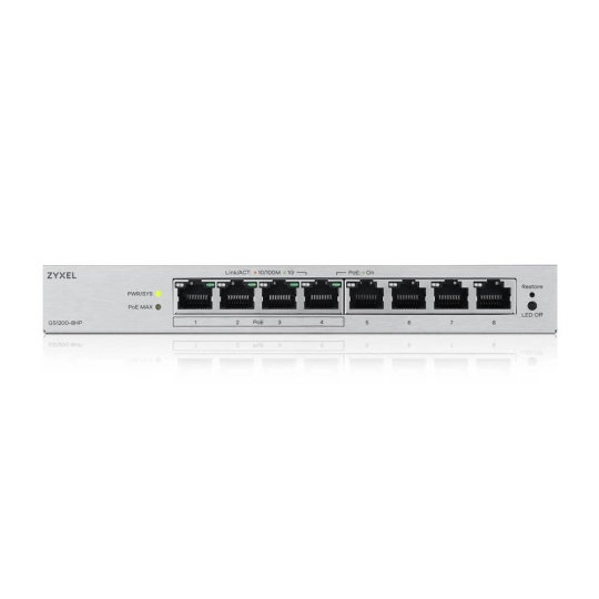 Zyxel GS1200-8HP v3, 8 Port Gigabit PoE+ webmanaged Desktop Switch, 4x PoE, 68 Watt Zyxel GS1200-8HP v3, 8 Port Gigabit PoE+ webmanaged Desktop Switch, 4x PoE, 68 Watt