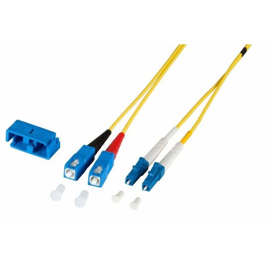 Optický kábel LC-SC, 5m Duplex OS2(9/125µm), LSOH, 2mm, žltý