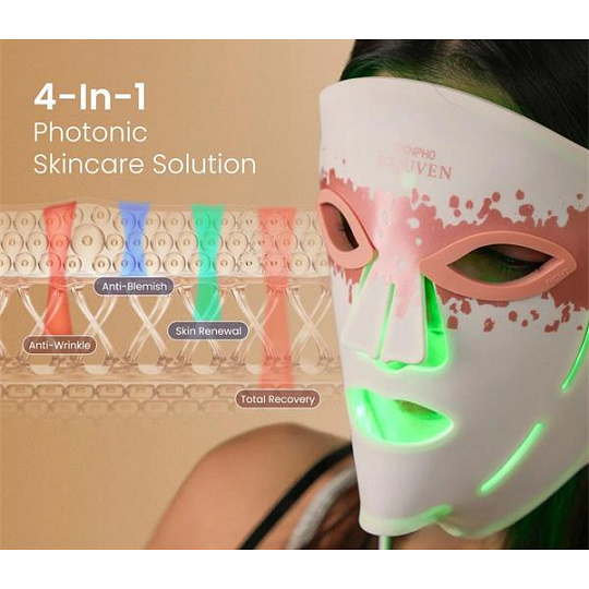 Renpho Rejuven Artemis Blush LED Light Therapy Mask, 432 vysokohustých LED diód, 4 svetelné režimy,5 úrovní intenzity