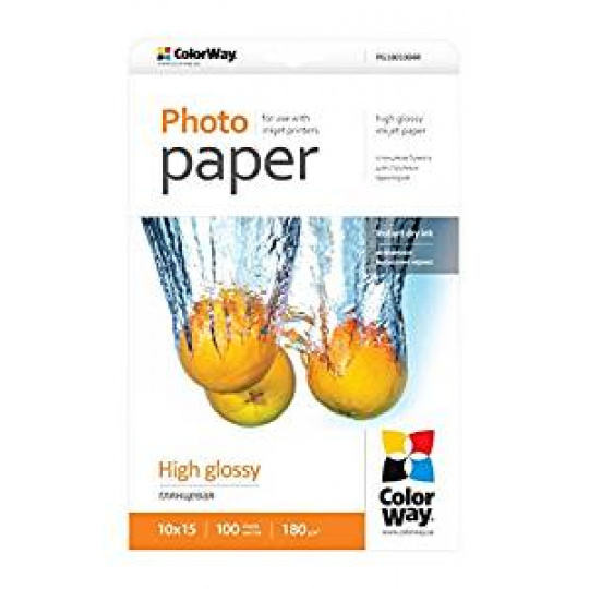 Photo paper ColorWay high glossy 180g/m2, 10?15, 100pc. (PG1801004R)