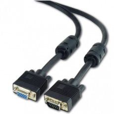 Gembird kábel VGA HD15 (M) na VGA HD15 (F) predlžovací, Premium, tienený, 2 x feritové jadrá, 3m, čierny