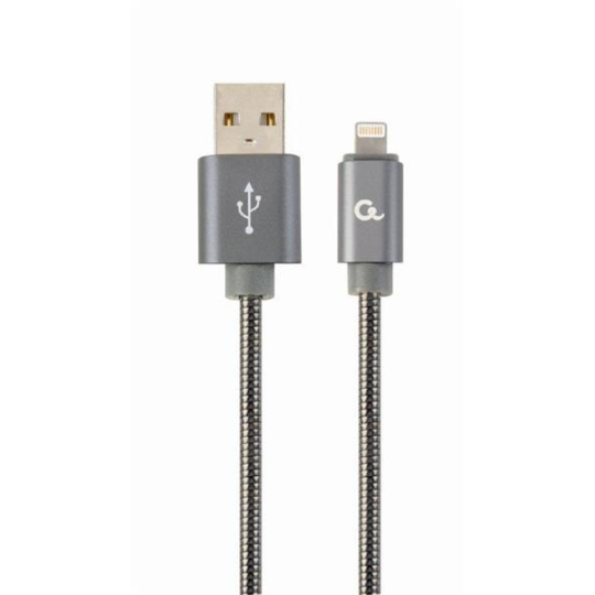 Gembird kábel nabíjací Lightning 8-pin (M) na USB 2.0 (M), prémiový, metalicky opletený, 1 m, šedý