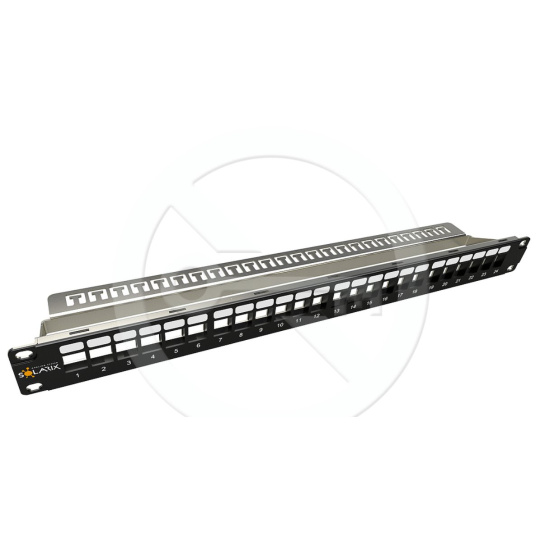 SOLARIX Modulárny neosadený patch panel Solarix 24 portov 1U SX24M-0-STP-BK-UNI-N