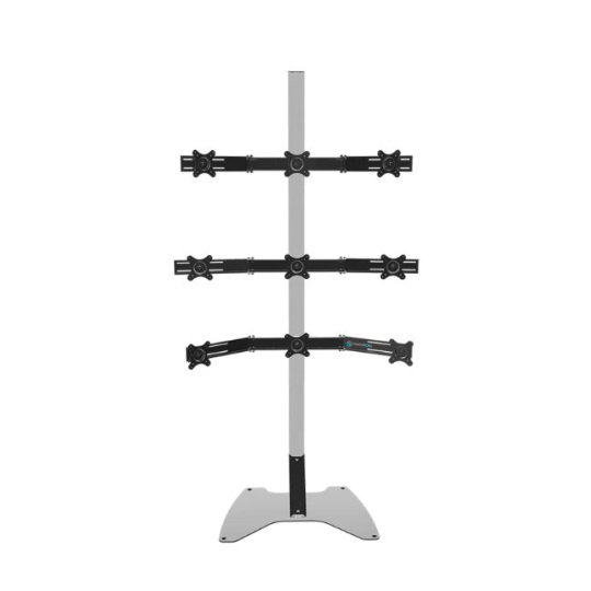 ONKRON Freestanding TV Stand Mount Arm for 9 Screens 18"-26" Tilting Adjustable, Silver