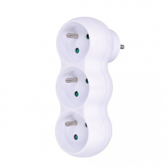 Solight rozbočovač s podperou, 3 x 10A, biely