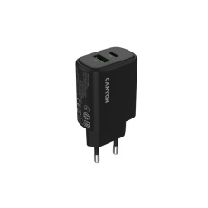 Canyon OnCharge 200, univerzálna nabíjačka do steny, 1x USB-C + 1x USB-A, PD 20W, čierna Canyon OnCharge 200, univerzálna nabíjačka do steny, 1x USB-C + 1x USB-A, PD 20W, čierna