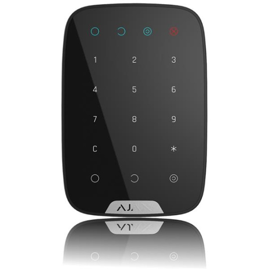 Ajax KeyPad Black - Bezdrátová dotyková klávesnice v černém provedení; vnitřní použití; 15 dotykových tlačítek; signalizace stavu