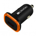 CANYON Universal 1xUSB car adapter, Input 12V-24V, Output 5V-1A, black rubber coating with orange electroplated ring(without LED b