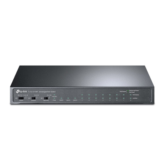 TP-LINK "8-Port 10/100Mbps + 3-Port Gigabit Desktop Switch with 8-Port PoE+PORT: 8× 10/100 Mbps PoE+ Ports, 2× Gigabit